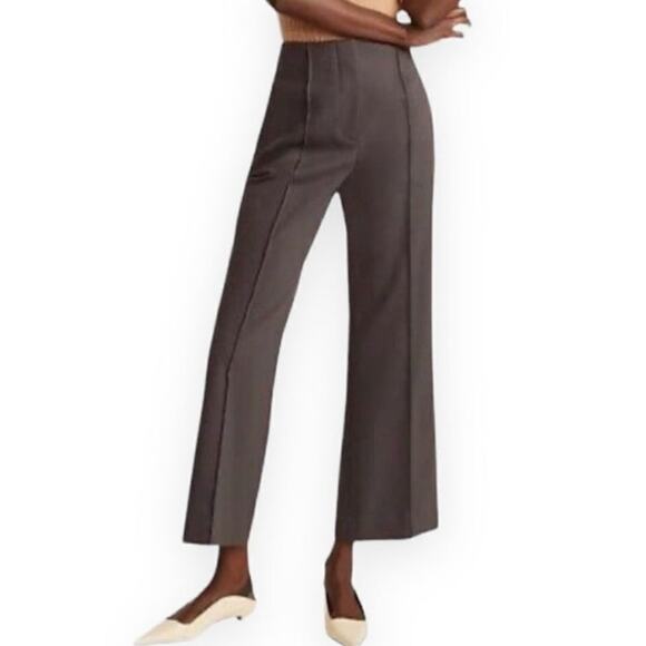 Rebecca Taylor Pants high rise ankle pintuck cropped gray size 0 - Picture 1 of 7